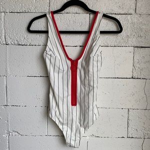 NWOT H&M One Piece Swimsuit Size 6 White Stripe